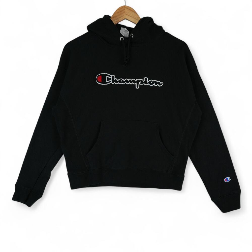 Champion Hoodie Womens L Black Reverse Weave Athletic Heavyweight Sweatshirt
